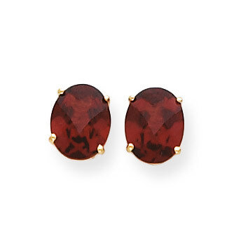 9x7mm Oval Garnet Checker Earrings 14k Gold XE89GC, MPN: XE89GC, 883957108575