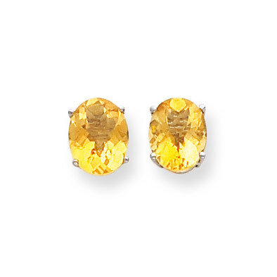 9x7mm Oval Citrine Checker Earrings 14k White Gold XE89WCC, MPN: XE89WCC, 883957108681