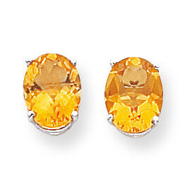 9x7mm Oval Citrine Earrings 14k White Gold XE89WCI, MPN: XE89WCI, 883957108704