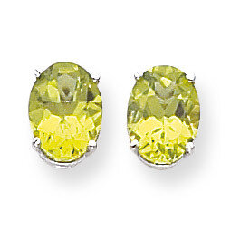 9x7mm Oval Peridot Earrings 14k White Gold XE89WPE, MPN: XE89WPE, 883957108773