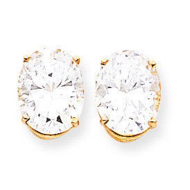 10x8mm Oval CZ Diamond Earrings 14k Gold XE90CZ Diamond