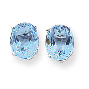 Blue Topaz Diamond Oval Stud Earrings 14k Gold XE90WBT
