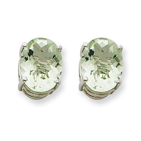 10x8 Oval Green Quartz Earrings 14k White Gold XE90WCG