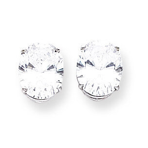 10x8mm Oval CZ Diamond Earrings 14k White Gold XE90WCZ Diamond