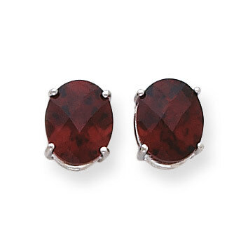 10x8mm Oval Garnet Checker Earrings 14k White Gold XE90WGC, MPN: XE90WGC, 883957109077