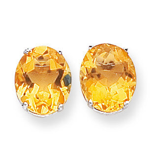 12x10mm Oval Citrine Earrings 14k White Gold XE91WCI, MPN: XE91WCI, 883957109299