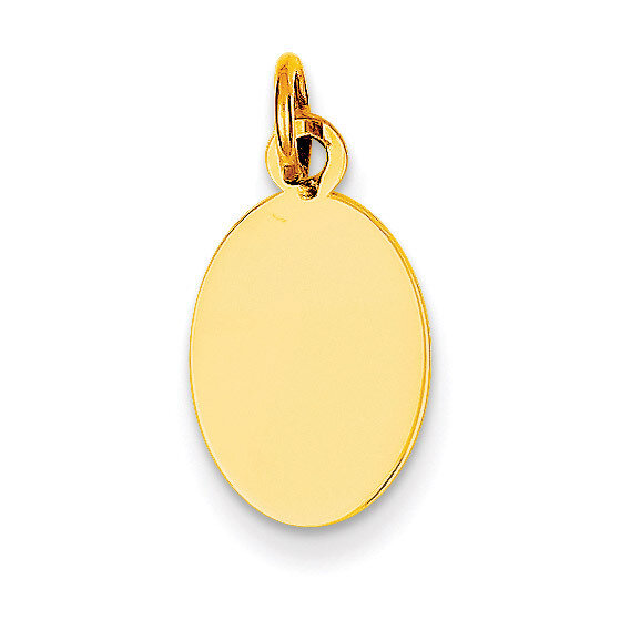 Plain .009 Gauge Engravable Oval Disc Charm 14k Gold XM184/09