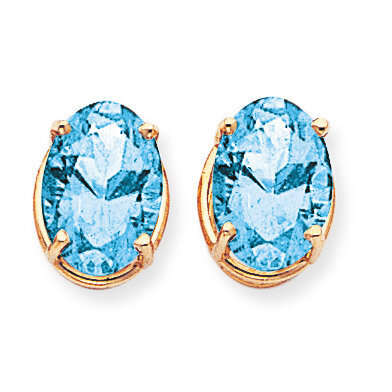 14x10mm Oval Blue Topaz Earrings 14k Gold XE92BT, MPN: XE92BT, 883957109381