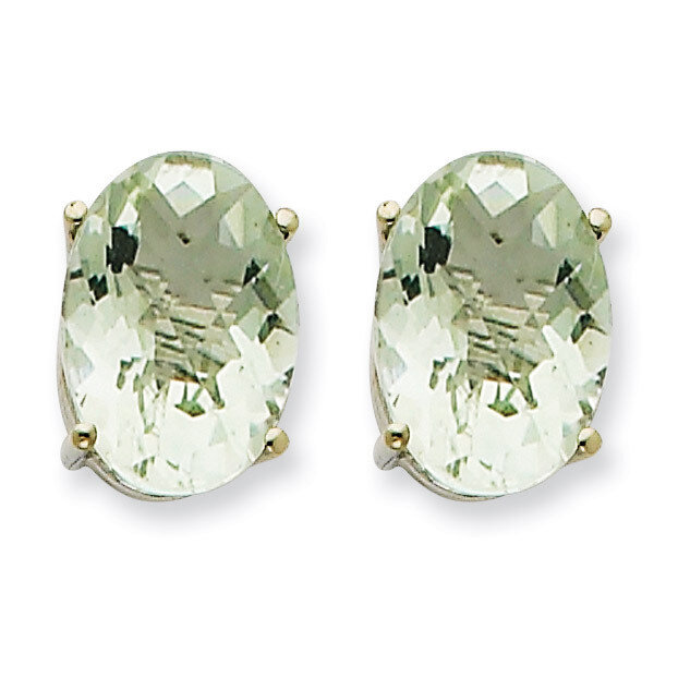 Oval 4-Prong 14 x 10mm Green Quartz Earrings 14k White Gold XE92WCG, MPN: XE92WCG, 883957224862