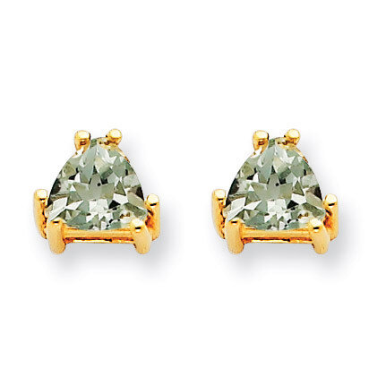 5mm Trillion Green Quartz Earrings 14k Gold XE93CG