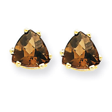 6mm Trillion Smokey Quartz Earrings 14k Gold XE94CQ, MPN: XE94CQ, 883957109800