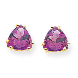 7mm Trillion Amethyst Earrings 14k Gold XE95AM, MPN: XE95AM, 883957342009