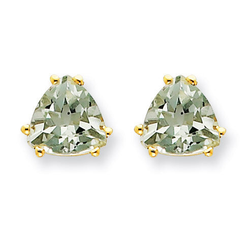 7mm Trillion Green Quartz Earrings 14k Gold XE95CG, MPN: XE95CG, 883957110066