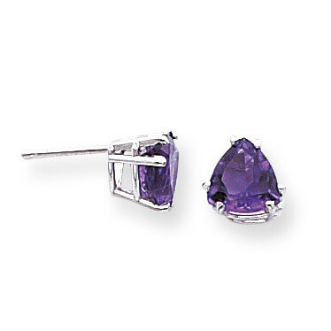 7mm Trillion Amethyst Earrings 14k White Gold XE95WAM, MPN: XE95WAM, 883957110158