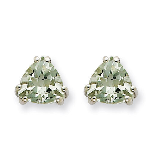 7mm Trillion Green Quartz Earrings 14k White Gold XE95WCG, MPN: XE95WCG, 883957110172