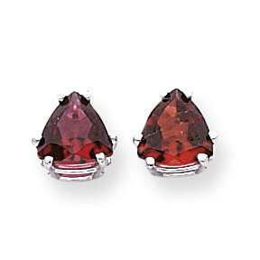 7mm Trillion Garnet Earrings 14k White Gold XE95WGA, MPN: XE95WGA, 883957110226