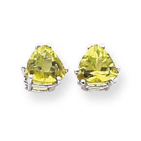 Peridot Diamond Trillion Stud Earrings 14k Gold XE95WPE, MPN: XE95WPE, 883957110240