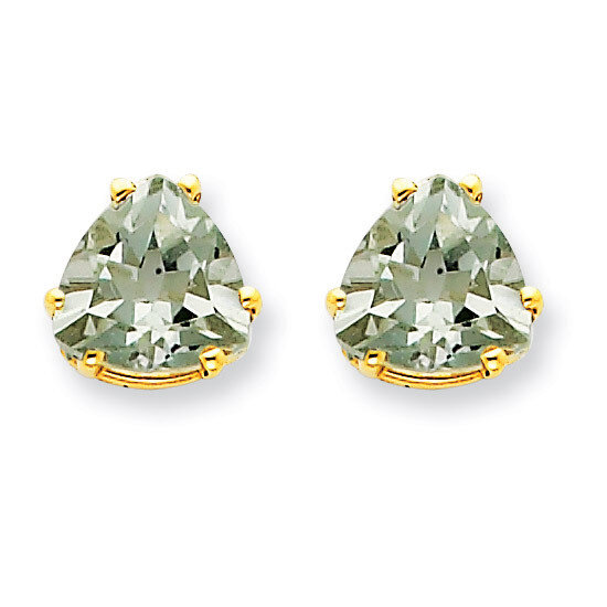 8mm Trillion Green Quartz Earrings 14k Gold XE96AG, MPN: XE96AG, 883957110318