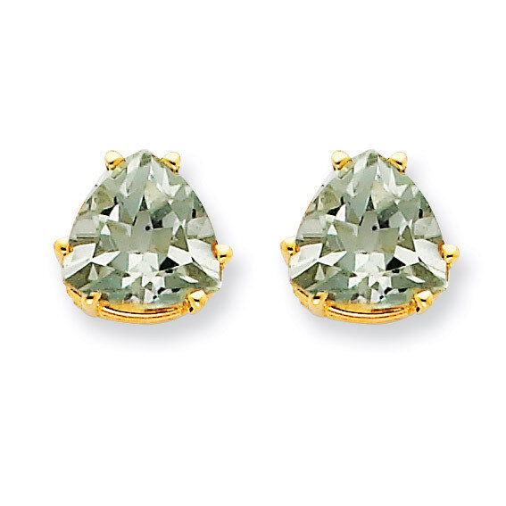 8mm Trillion Green Quartz Earrings 14k Gold XE96CG, MPN: XE96CG, 883957110332