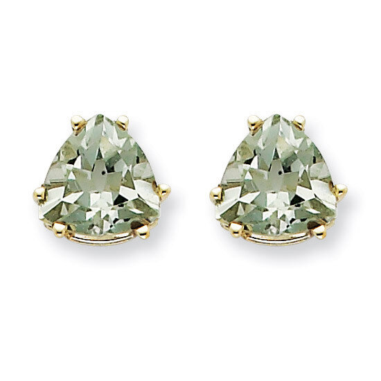 8mm Trillion Green Quartz Earrings 14k White Gold XE96WAG, MPN: XE96WAG, 883957110394