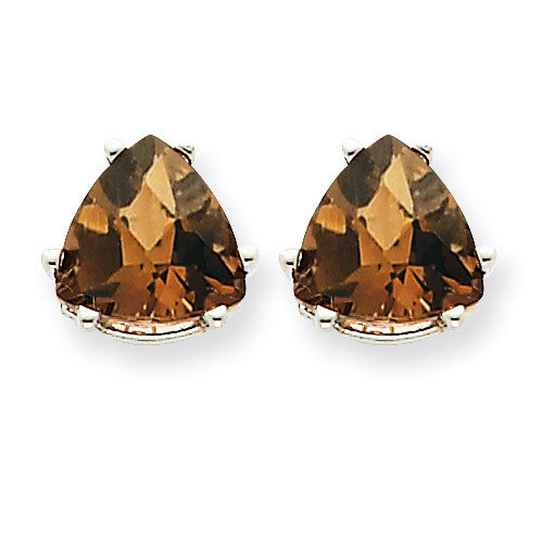 8mm Trillion Smokey Quartz Earrings 14k White Gold XE96WSQ, MPN: XE96WSQ, 883957110493