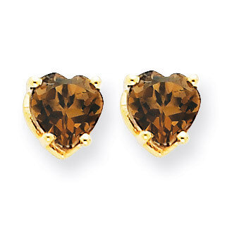 5mm Heart Smokey Quartz Earrings 14k Gold XE97CQ, MPN: XE97CQ, 883957110530