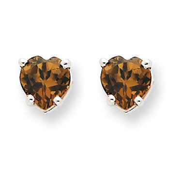 5mm Heart Smokey Quartz Earrings 14k White Gold XE97WCQ, MPN: XE97WCQ, 883957110653