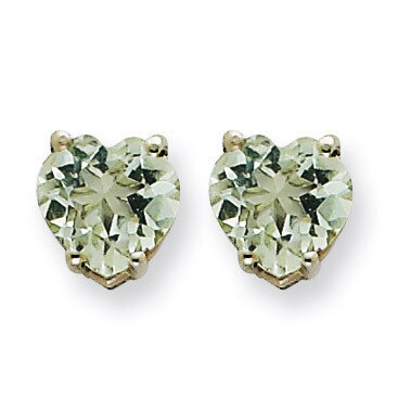 6mm Heart Green Quartz Earrings 14k White Gold XE98WCG, MPN: XE98WCG, 883957110851