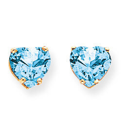 7mm Heart Blue Topaz Earrings 14k Gold XE99BT