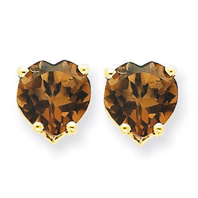 7mm Heart Smokey Quartz Earrings 14k Gold XE99CQ, MPN: XE99CQ, 883957110981
