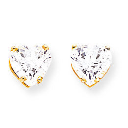 7mm Heart CZ Diamond Earrings 14k Gold XE99CZ Diamond