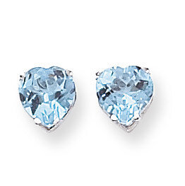 7mm Heart Blue Topaz Earrings 14k White Gold XE99WBT, MPN: XE99WBT, 883957111063