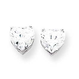 Cubic ZirconiDiamond Heart Stud Earrings 14k Gold XE99WCZ