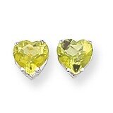 7mm Heart Peridot Earrings 14k White Gold XE99WPE, MPN: XE99WPE, 883957111131