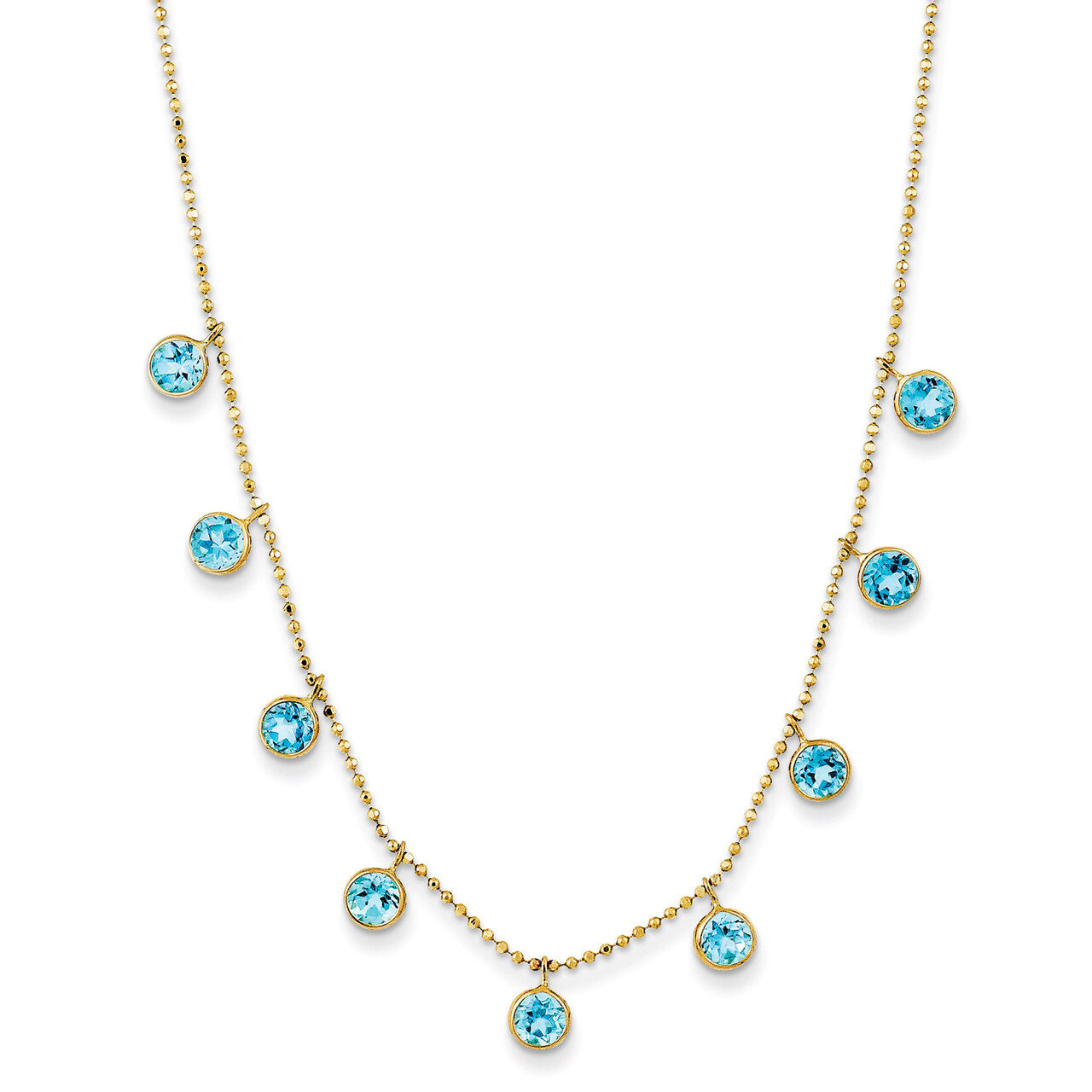 Blue Topaz with 2 Inch Extension Necklace 16 Inch 14k Gold XF2642-18