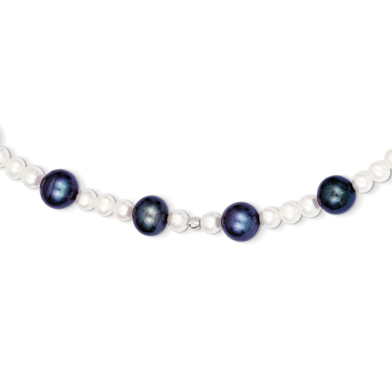 Cultured Peacock Pearl with Mirror Bead Necklace 18 Inch 14k White Gold XF437-18