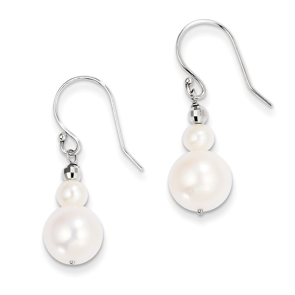 9-9.5mm Cultured Pearl with Mirror Bead Earrings 14k White Gold XF447E, MPN: XF447E, 883957493282