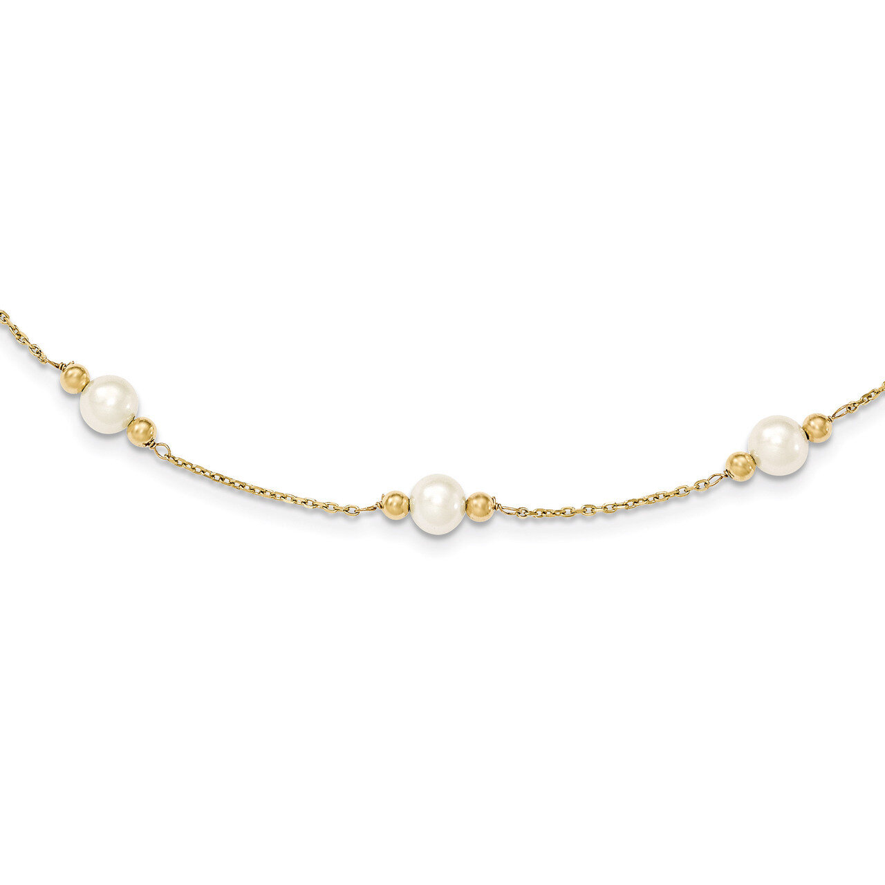 Fresh Water Cultured Pearl Bead Bracelet 7.5 Inch 14k Gold XF449-7.5