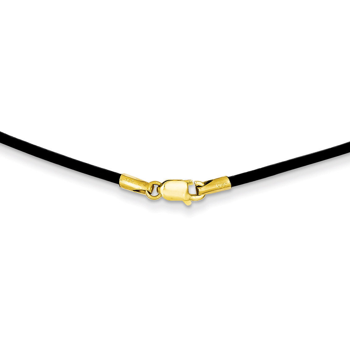 1.6mm Black Leather Cord Necklace 16 Inch 14k Gold XG250-16