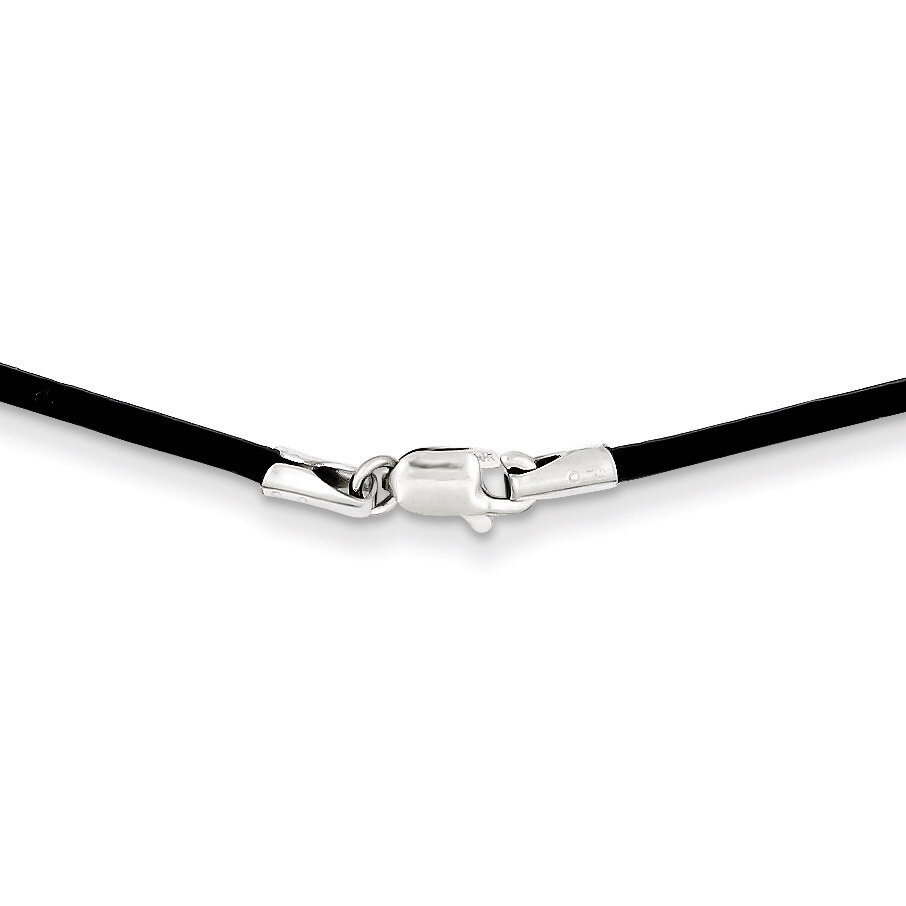 1.5mm Black Leather Cord Necklace 16 Inch 14k White Gold XG251-16