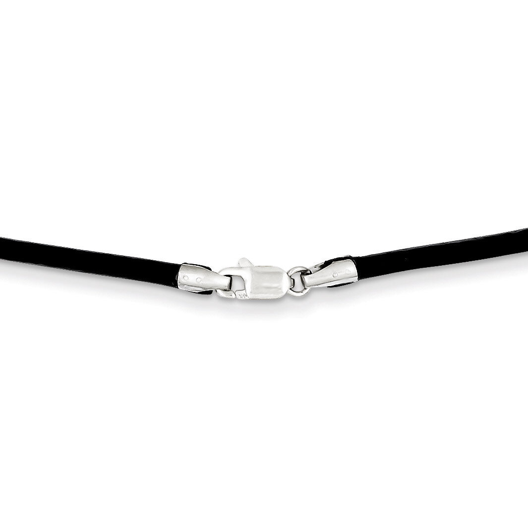 2mm Black Leather Cord Necklace 16 Inch 14k White Gold XG261-16
