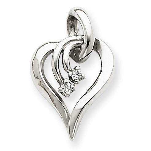 Diamond Heart Pendant Charm 14k White Gold XH143WA