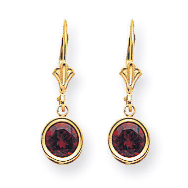 6mm Garnet Leverback Earrings 14k Gold XLB101GA, MPN: XLB101GA, 883957341347