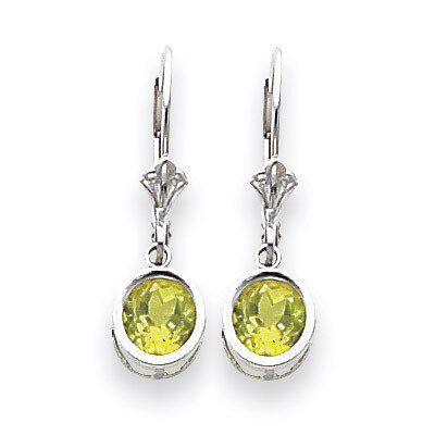 6mm Peridot Leverback Earrings 14k White Gold XLB101WPE, MPN: XLB101WPE, 883957118314