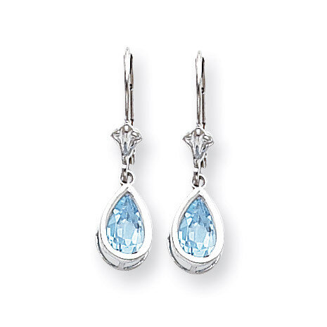 8x5mm Pear Blue Topaz Leverback Earrings 14k White Gold XLB103WBT, MPN: XLB103WBT, 883957227047