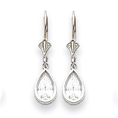 8x5mm Pear Cubic Zirconia Leverback Earrings 14k White Gold XLB103WCZ Diamond