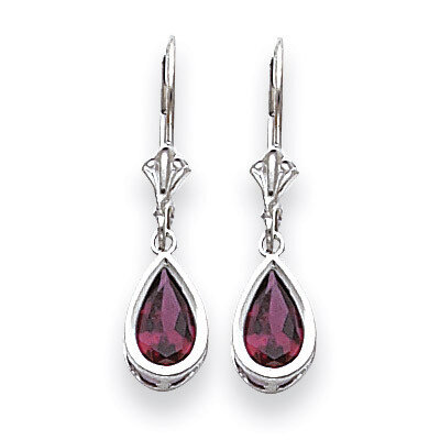 8x5mm Pear Rhodolite Garnet Leverback Earrings 14k White Gold XLB103WRG, MPN: XLB103WRG, 8839572284…