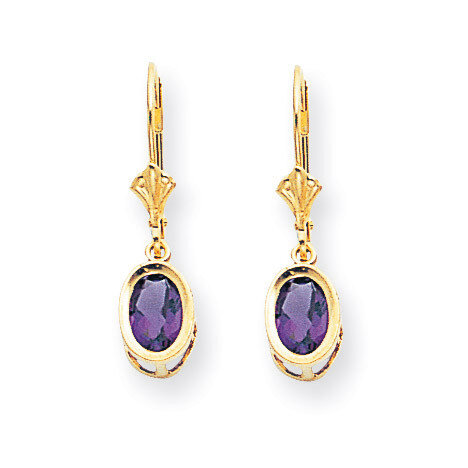 7x5mm Oval Amethyst Leverback Earrings 14k Gold XLB106AM, MPN: XLB106AM, 883957118840