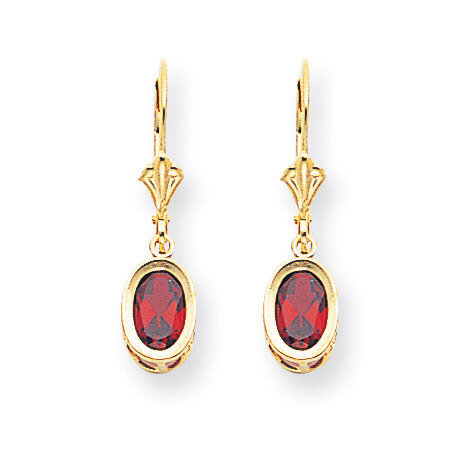 7x5mm Oval Garnet Leverback Earrings 14k Gold XLB106GA, MPN: XLB106GA, 883957118925