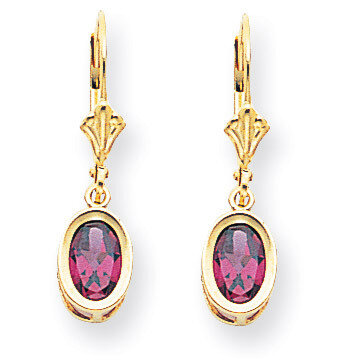 7x5mm Oval Rhodolite Garnet Leverback Earrings 14k Gold XLB106RG, MPN: XLB106RG, 883957118994